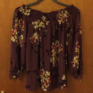 Off the shoulder long sleeve blouse